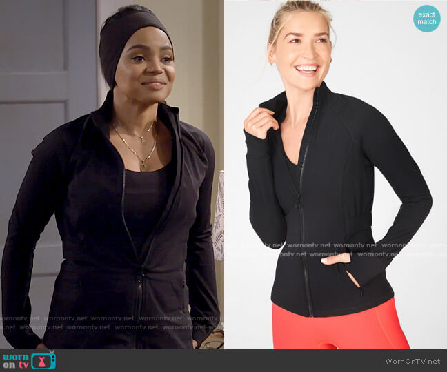 Fabletics Trinity Performance Jacket worn by Randi (Kyla Pratt) on Call Me Kat