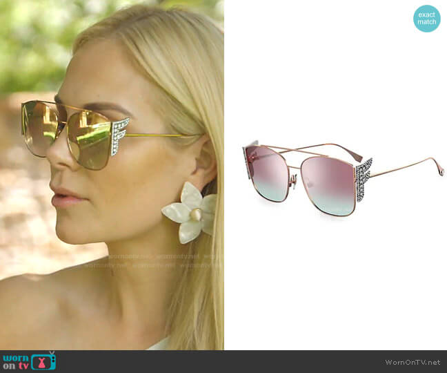 Fendi Square Embellished F Sunglasses worn by Kameron Westcott on The Real Housewives of Dallas
