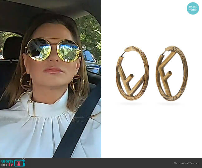 Fendi F-logo Large Hoop Earrings worn by D’Andra Simmons on The Real Housewives of Dallas