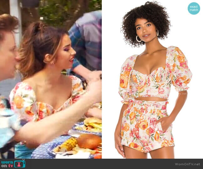 For Love & Lemons Peony Cropped Blouse worn by Cheyenne (Nichole Bloom) on Superstore