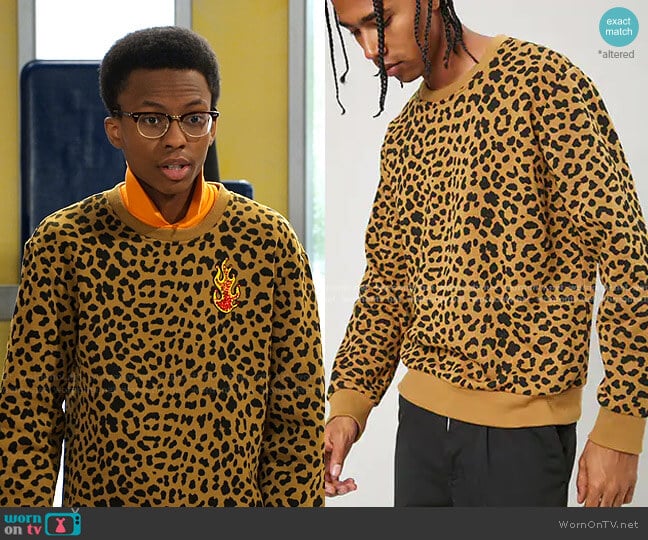 Forever 21 Leopard Print Sweatshirt worn by Noah Lambert (Israel Johnson) on Bunkd