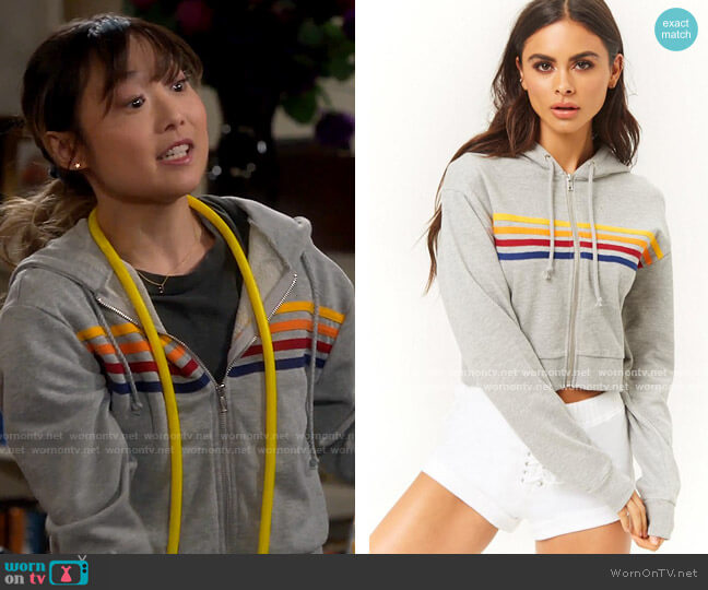 Forever 21 Rainbow Striped Zip Up Hoodie worn by Jen (Krista Marie Yu) on Last Man Standing