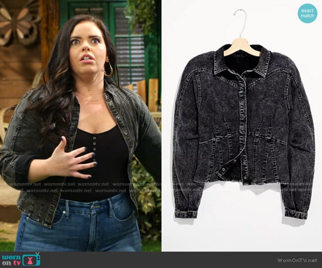 Free People Kennedy Denim Blouse worn by Lou Hockhauser (Miranda May) on Bunkd