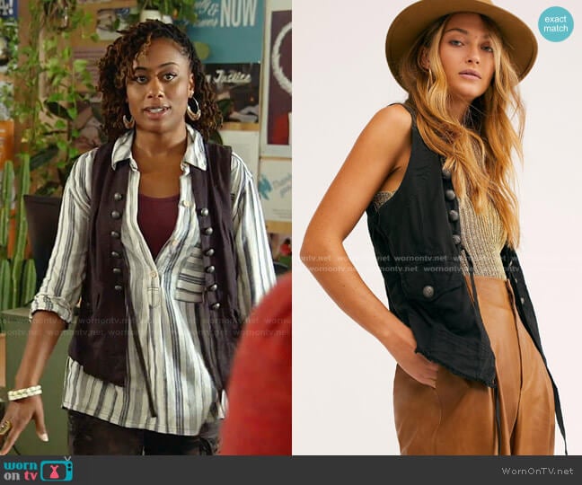 Free People Starstruck Vest worn by Malika Williams (Zuri Adele) on Good Trouble