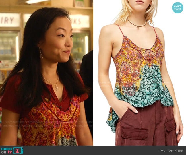 Free People Way You Walk Print Camisole worn by Janet (Andrea Bang) on Kims Convenience