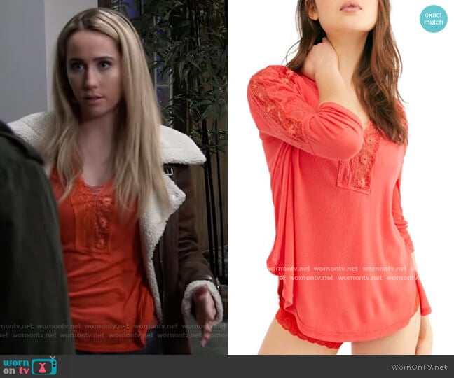 Free People Lola Long Sleeve Top worn by Josslyn Jacks (Eden McCoy) on General Hospital