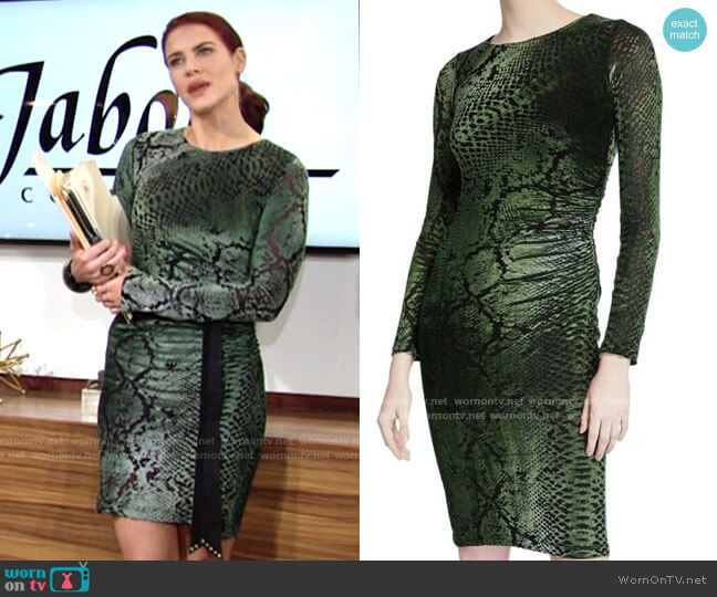 Fuzzi Python-Printed Long-Sleeve Fitted Velvet Dress worn by Sally Spectra (Courtney Hope) on The Young and the Restless