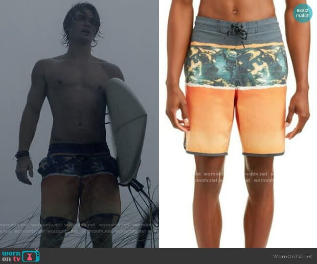 George Triblock Sunwashed Swim Trunks worn by John B (Chase Stokes) on Outer Banks