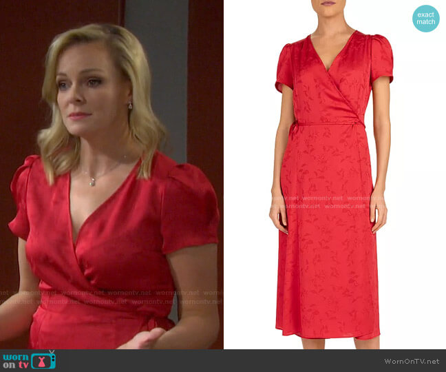 Gerard Darel Sara Jacquard Wrap Dress worn by Belle Brady (Martha Madison) on Days of our Lives