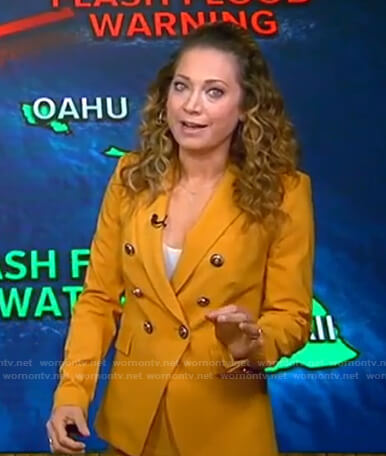 Ginger’s yellow blazer and pant suit on Good Morning America