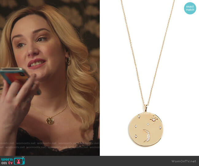 Gorjana Luna Coin Pendant Necklace worn by Davia (Emma Hunton) on Good Trouble