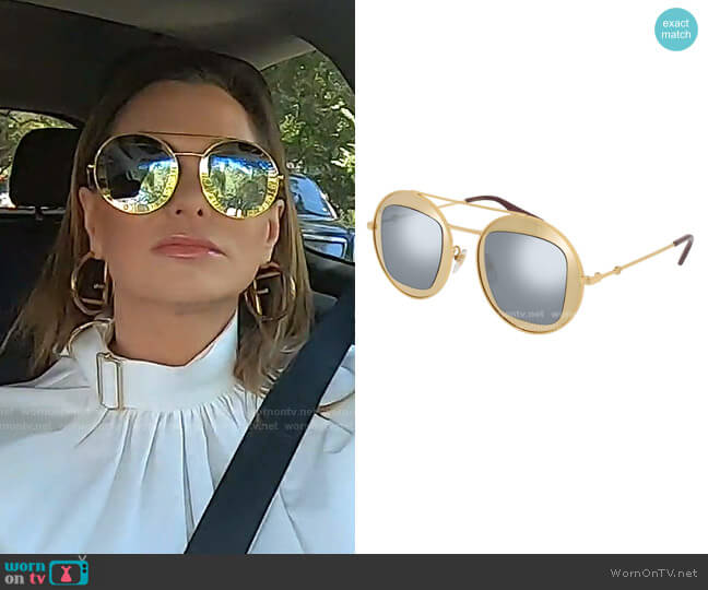Gucci GG Round Sunglasses in Gold worn by D’Andra Simmons on The Real Housewives of Dallas