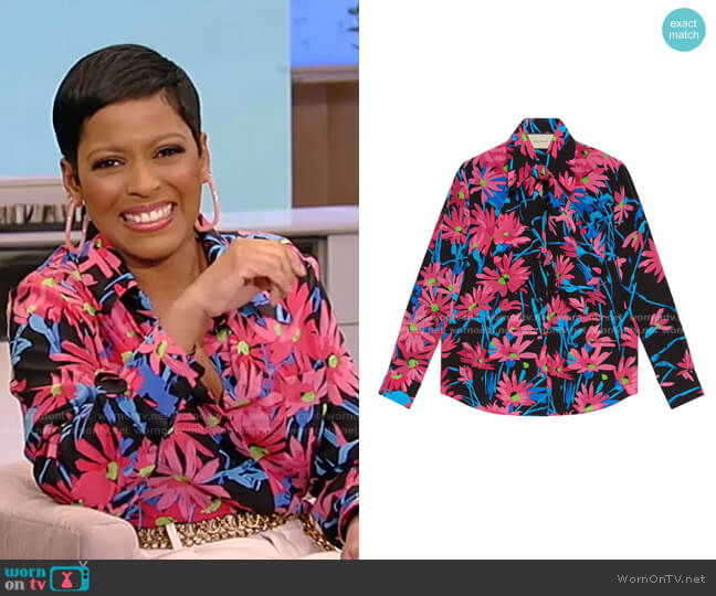 Gucci Floral-Print Silk Shirt worn by Tamron Hall on Tamron Hall Show
