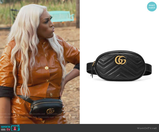 Gucci GG Marmont matelasse leather belt bag worn by Drew Sidora on The Real Housewives of Atlanta