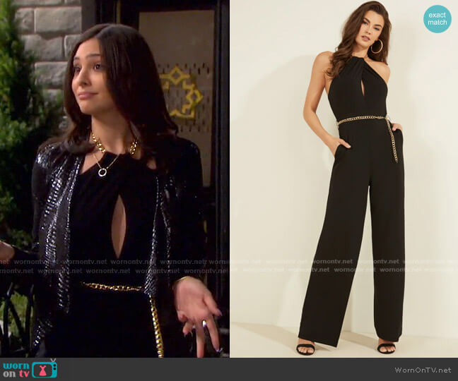 Guess Madeline Keyhole Jumpsuit worn by Gabi Hernandez (Camila Banus) on Days of our Lives