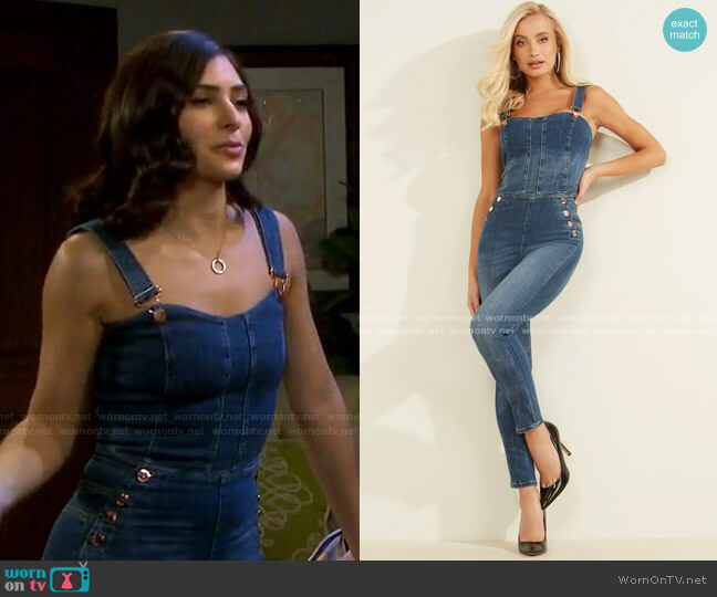 Guess Rosemary Denim Jumpsuit worn by Gabi Hernandez (Camila Banus) on Days of our Lives