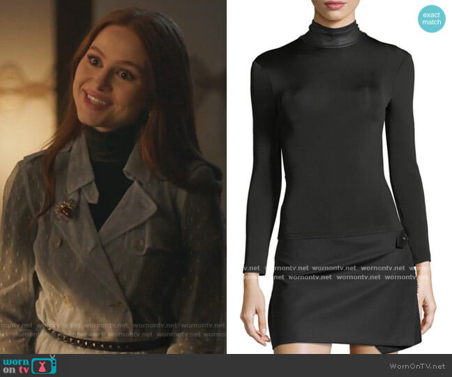 Helmut Lang Bondage Leather Neck Long-Sleeve Stretch Top worn by Cheryl Blossom (Madelaine Petsch) on Riverdale