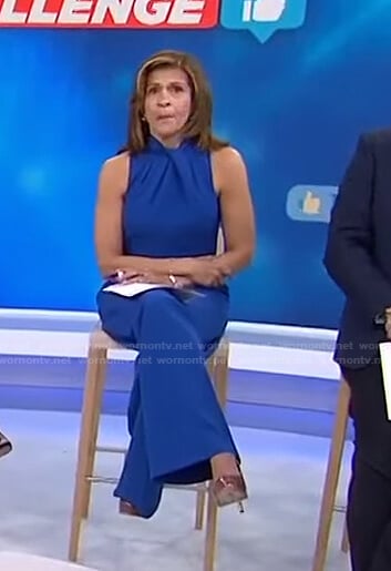 Hoda’s blue twisted halter jumpsuit on Today