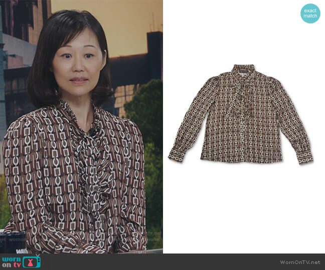 INC International Concepts Jolie Printed Ruffled Blouse