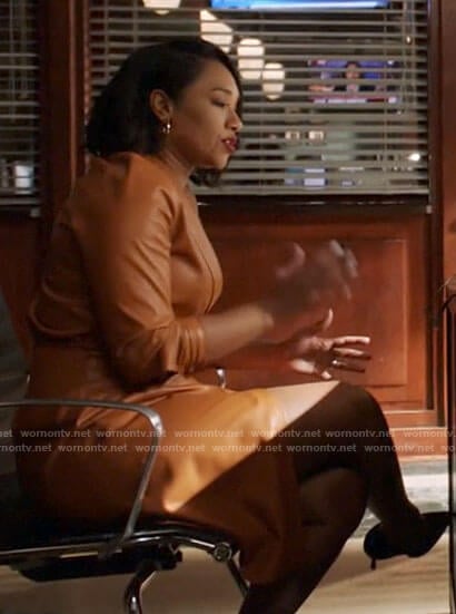 Iris’s leather wrap dress on The Flash