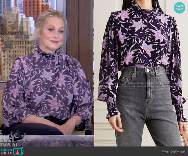 Isabel Marant Etoile Yoshi Shirred Floral-Print Georgette Blouse