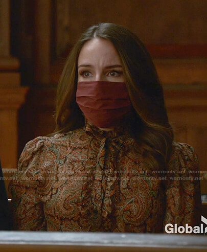 Izzy’s paisley print tie neck blouse on Bull