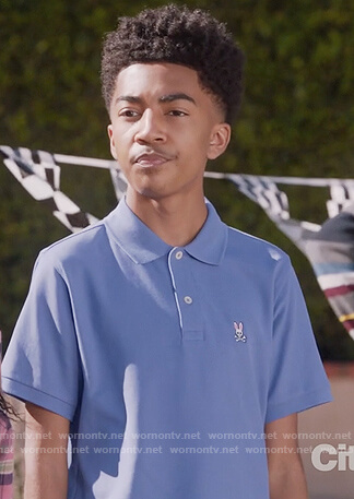 Jack’s blue bunny patch polo on Black-ish