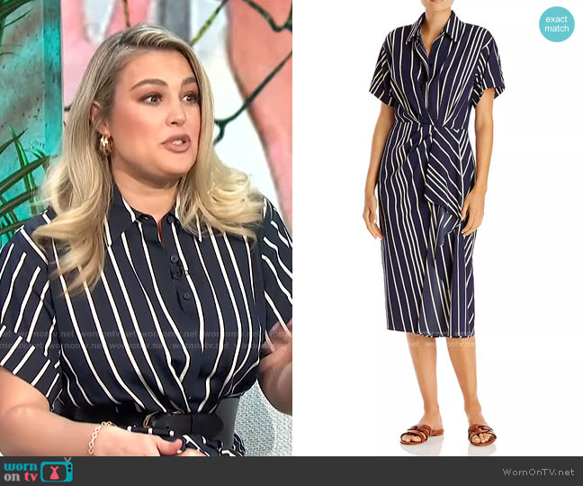 Jason Wu Collection Striped Ruffled Shirt Dress worn by Carissa Loethen Culiner on E! News