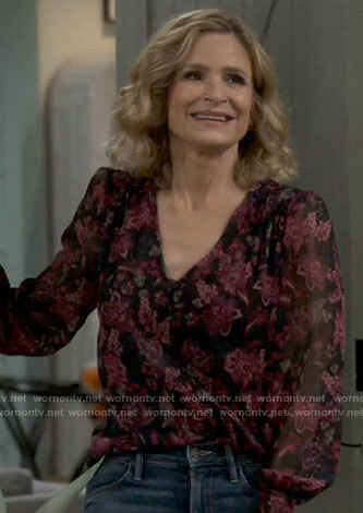 Jean’s black and pink floral blouse on Call Your Mother