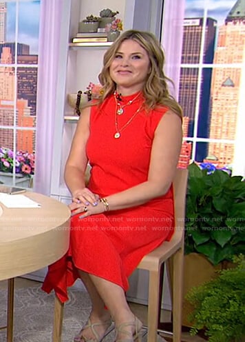 Jenna’s red mock neck midi dress on Today