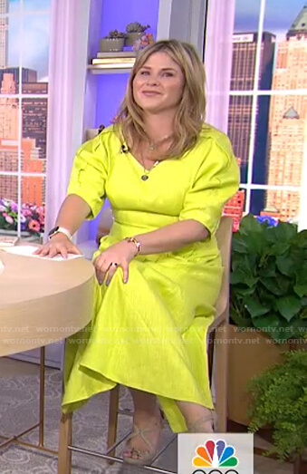 Jenna’s yellow puff sleeve midi dress on Today