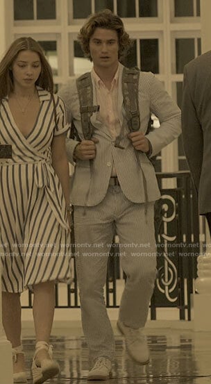 John B’s blue striped linen suit on Outer Banks