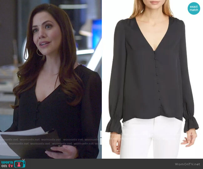 Joie Bolona Top in Caviar worn by Andrea Rojas (Julie Gonzalo) on Supergirl