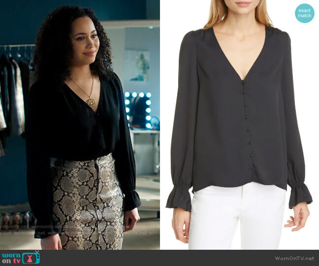 Joie Bolona Top in Caviar worn by Macy Vaughn (Madeleine Mantock) on Charmed