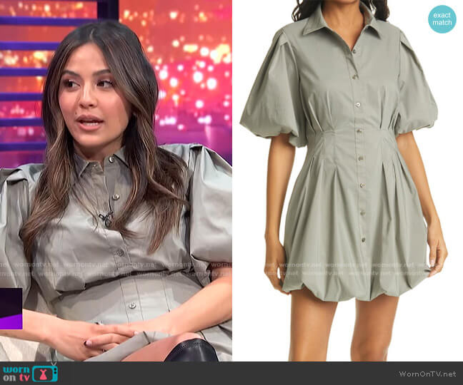 Jonathan Simkhai Cleo Balloon Skirt Poplin Shirtdress worn by Erin Lim on E! News
