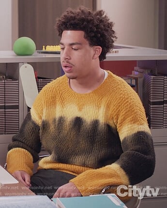 Junior’s yellow tie dye sweater on Black-ish