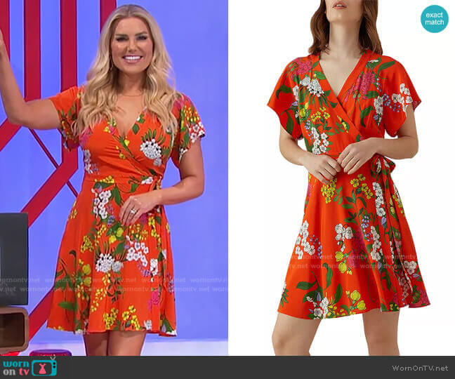 Karen Millen Floral Silk Wrap Dress worn by Rachel Reynolds on The Price is Right