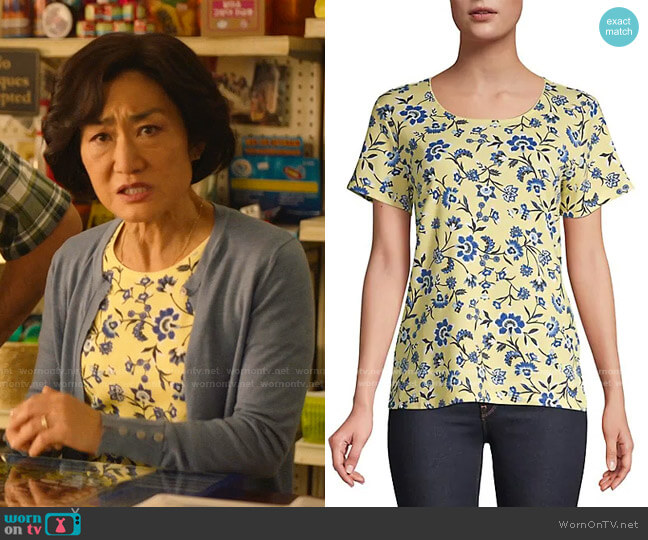 Karen Scott Printed Scoop-Neck T-Shirt worn by Mrs Kim (Jean Yoon) on Kims Convenience