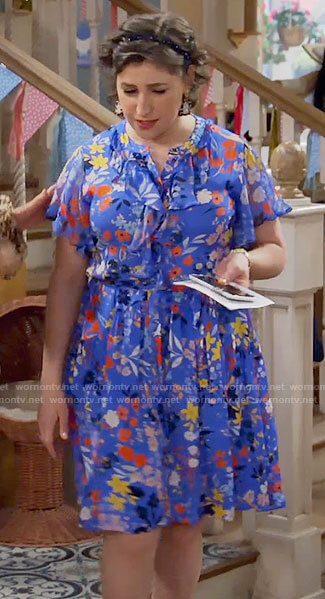 Kat’s blue floral dress on Call Me Kat