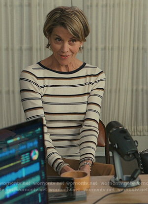 Kathryn’s white striped sweater on American Housewife