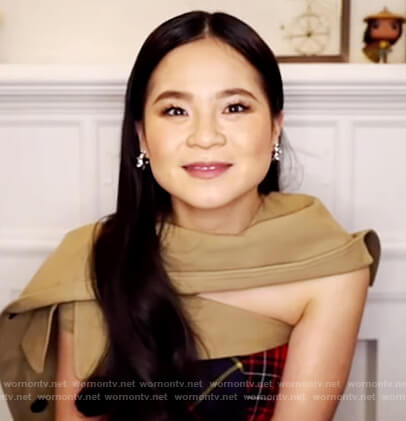 Kelly Marie Tran’s plaid cutout dress on The Drew Barrymore Show