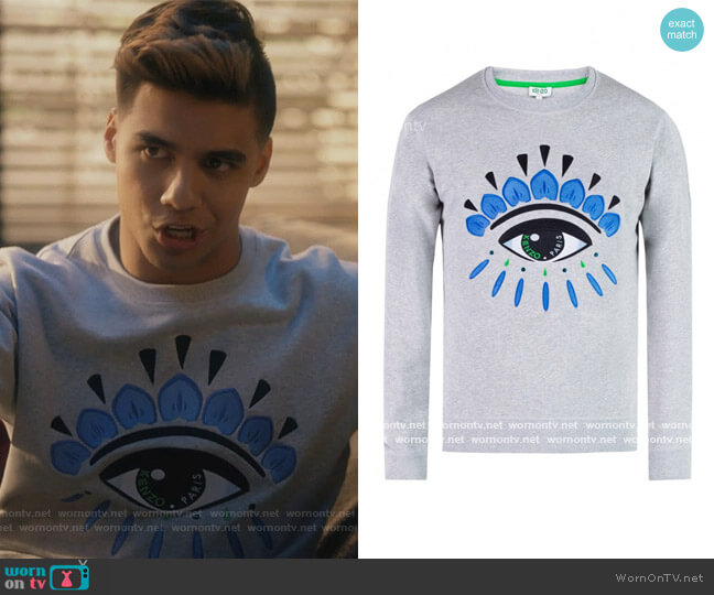 Kenzo Eye embroidered Sweatshirt worn by Vivek Shah (Jordan Buhat) on Grown-ish