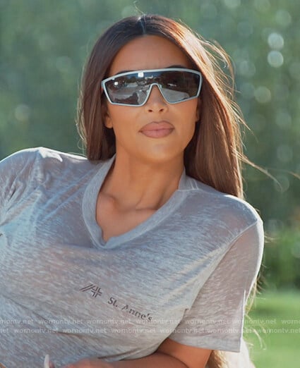 Kim’s metallic sunglasses on Keeping Up with the Kardashians