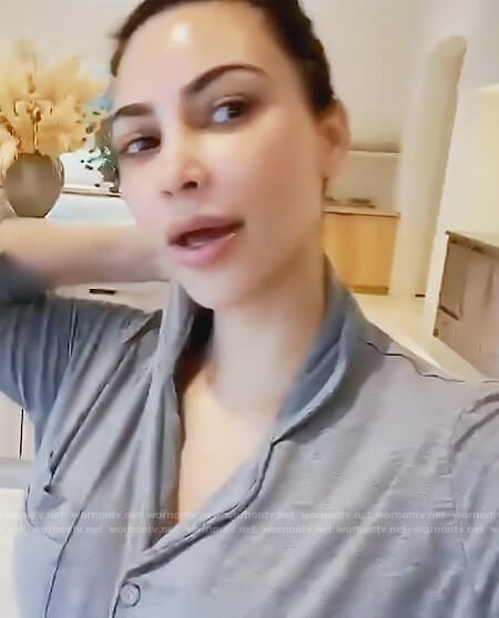 Kim’s gray pajama top on Keeping Up with the Kardashians