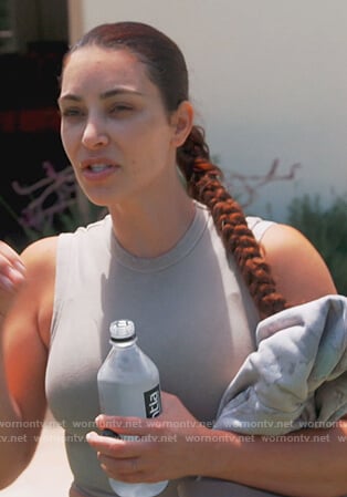 Kim’s green sleeveless tank top on Keeping Up with the Kardashians
