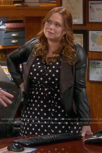 Kristin’s black polka dot midi dress on Last Man Standing