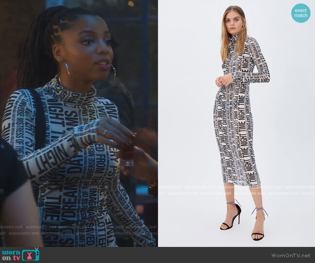 Ksubi The Opposite Mesh Dress White worn by Jazlyn Forster (Chloe Bailey) on Grown-ish