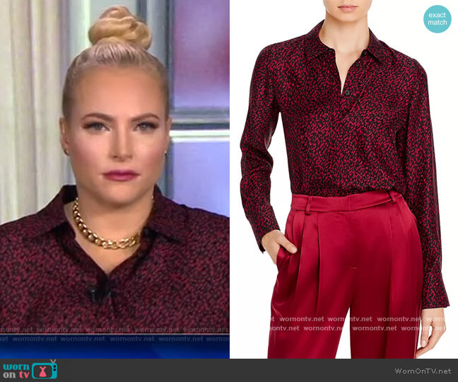 Lafayette 148 Scottie Silk Printed Blouse worn by Meghan McCain on The View