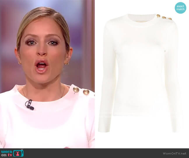 L'Agence Buttoned Shoulder Jumper worn by Sara Haines on The View