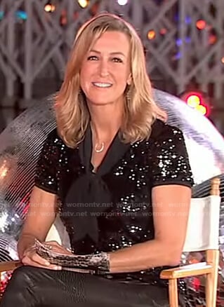 Lara’s sequin tie neck top on Good Morning America